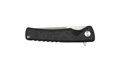 Mechforce Kilby Collab Integral Frame Lock Flipper Knife 3.375" M390 Stonewashed Japanese Tanto Blade, Black PVD Integral Titanium Handle with Black Dunes FatCarbon Inlays - NORTH RIVER OUTDOORS
