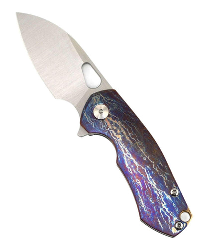 Custom GiantMouse ACE Riv Ti Framelock Single Side Heat Anodized Titanium Folding Knife - NORTH RIVER OUTDOORS