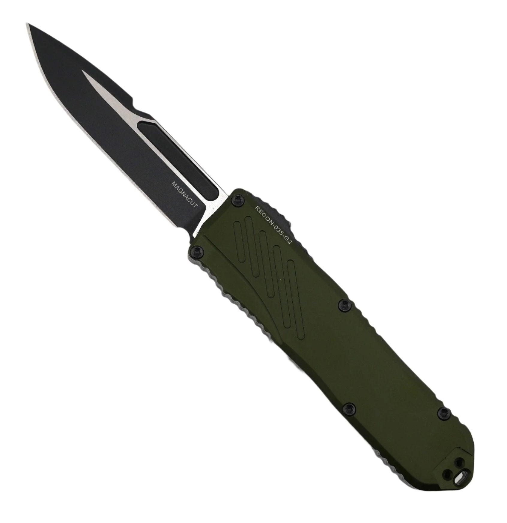 Guardian Tactical RECON-035 G2 Single Edge MagnaCut Two Tone Black Blade OD Green Handle - NORTH RIVER OUTDOORS