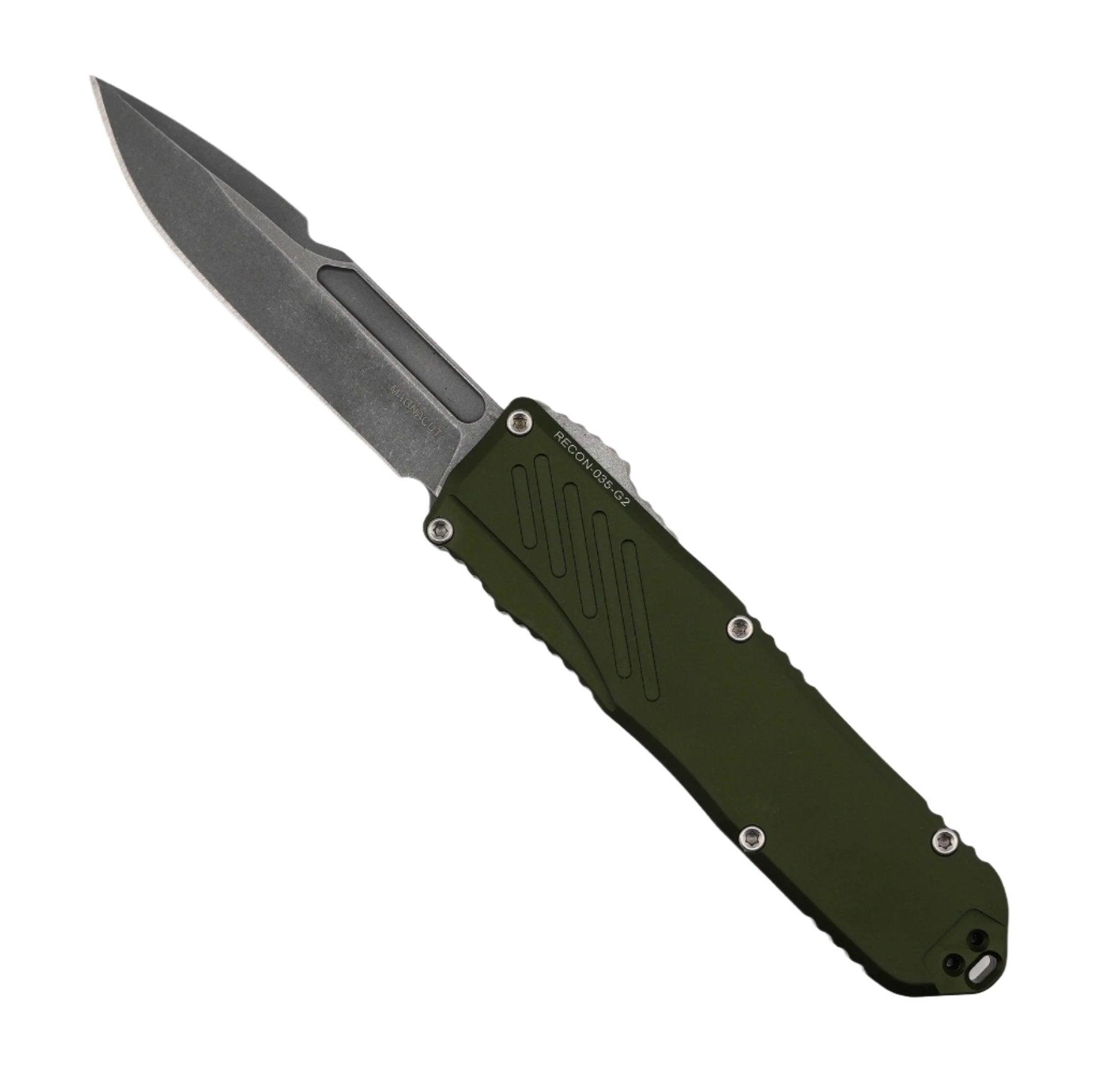 Guardian Tactical RECON-035 G2 Single Edge MagnaCut Stonewash Blade OD Green Handle - NORTH RIVER OUTDOORS
