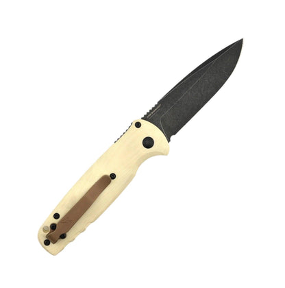 Benchmade 4300BK-03 CLA Auto Knife 3.4" MagnaCut Black DLC Battlewash Plain Blade Ivory G10 Handles - NORTH RIVER OUTDOORS
