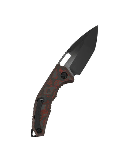 Heretic Knives Medusa Auto Folding Knife CPM-MagnaCut Black DLC Tanto Blade w/ Red Camo Carbon Handles - NORTH RIVER OUTDOORS
