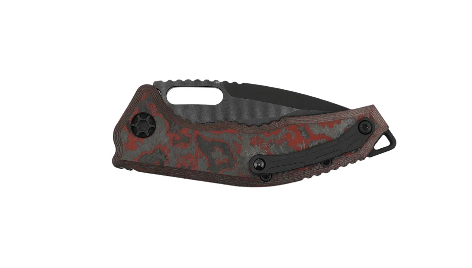 Heretic Knives Medusa Auto Folding Knife CPM-MagnaCut Black DLC Tanto Blade w/ Red Camo Carbon Handles - NORTH RIVER OUTDOORS