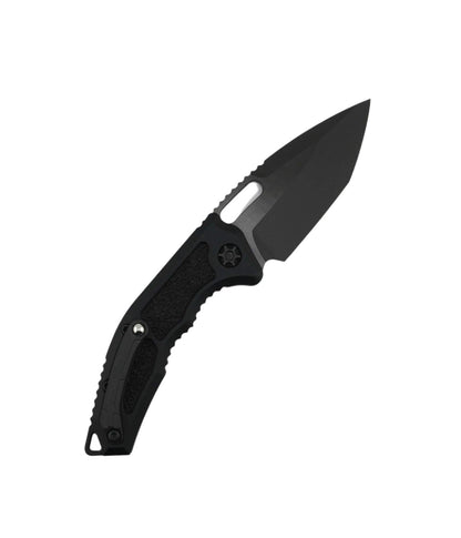 Heretic Knives Medusa Tactical Auto Folding Knife CPM-MagnaCut Black DLC Tanto Blade, Black Aluminum Handles with Black Traction Inlays - NORTH RIVER OUTDOORS