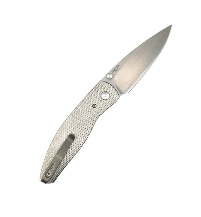 TRM Atom Liner Lock Lizard Skin Contoured 3D Titanium Scales Stonewashed 20CV - NORTH RIVER OUTDOORS