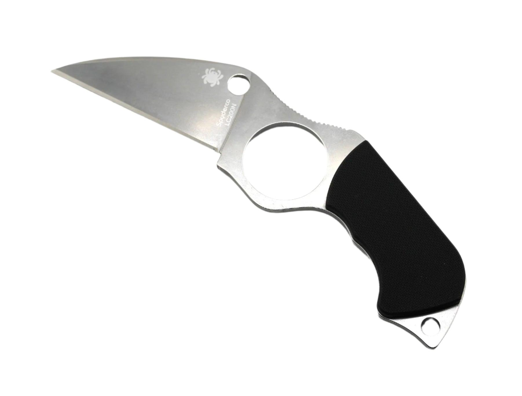 Spyderco Sal Glesser Swick 5 Large Hole Fixed Blade Neck Knife 2.73" LC200N Wharncliffe Plain Blade w/ Black G10 Handles, Boltaron Sheath with G-Clip, FB14P5 - NORTH RIVER OUTDOORS