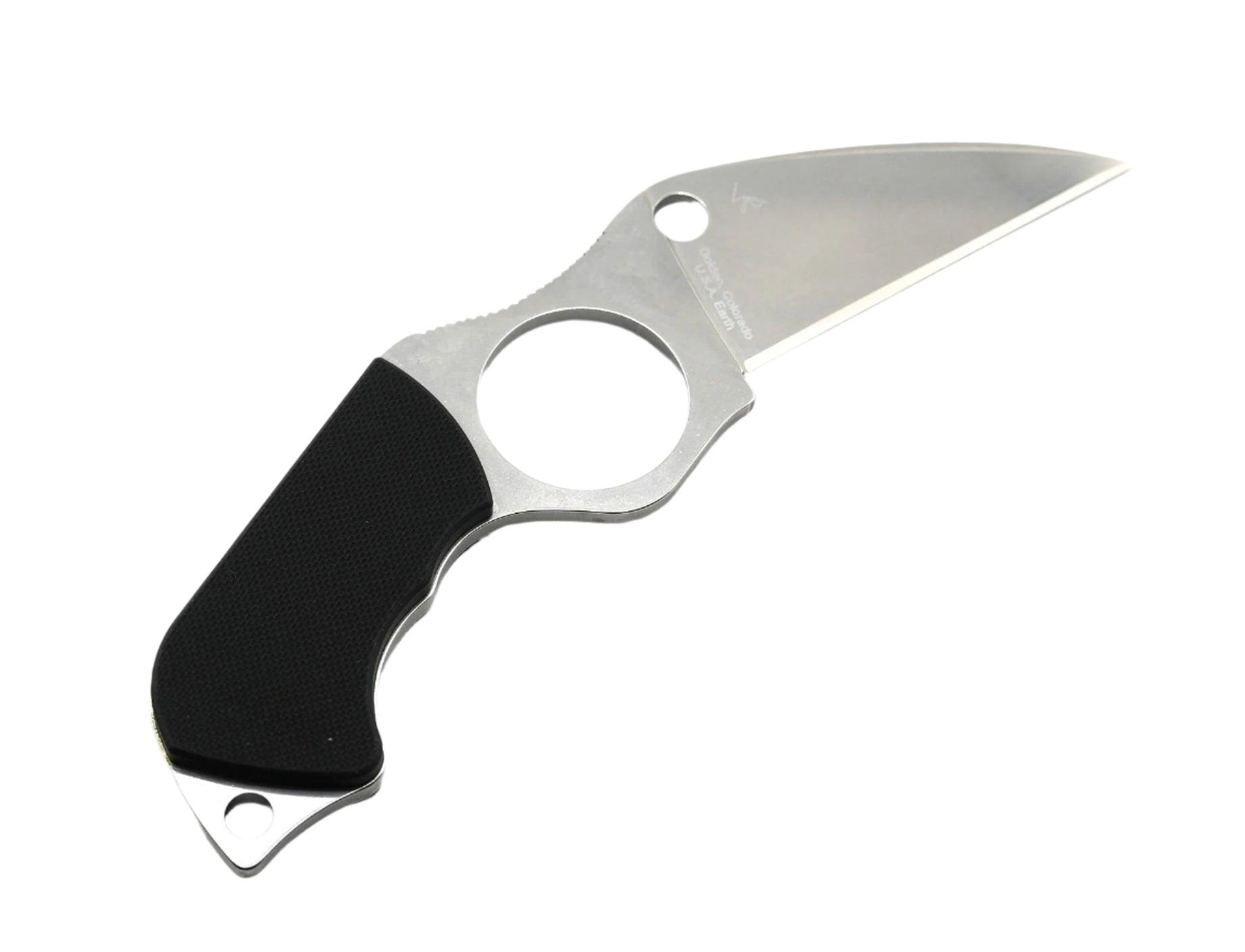 Spyderco Sal Glesser Swick 5 Large Hole Fixed Blade Neck Knife 2.73" LC200N Wharncliffe Plain Blade w/ Black G10 Handles, Boltaron Sheath with G-Clip, FB14P5 - NORTH RIVER OUTDOORS
