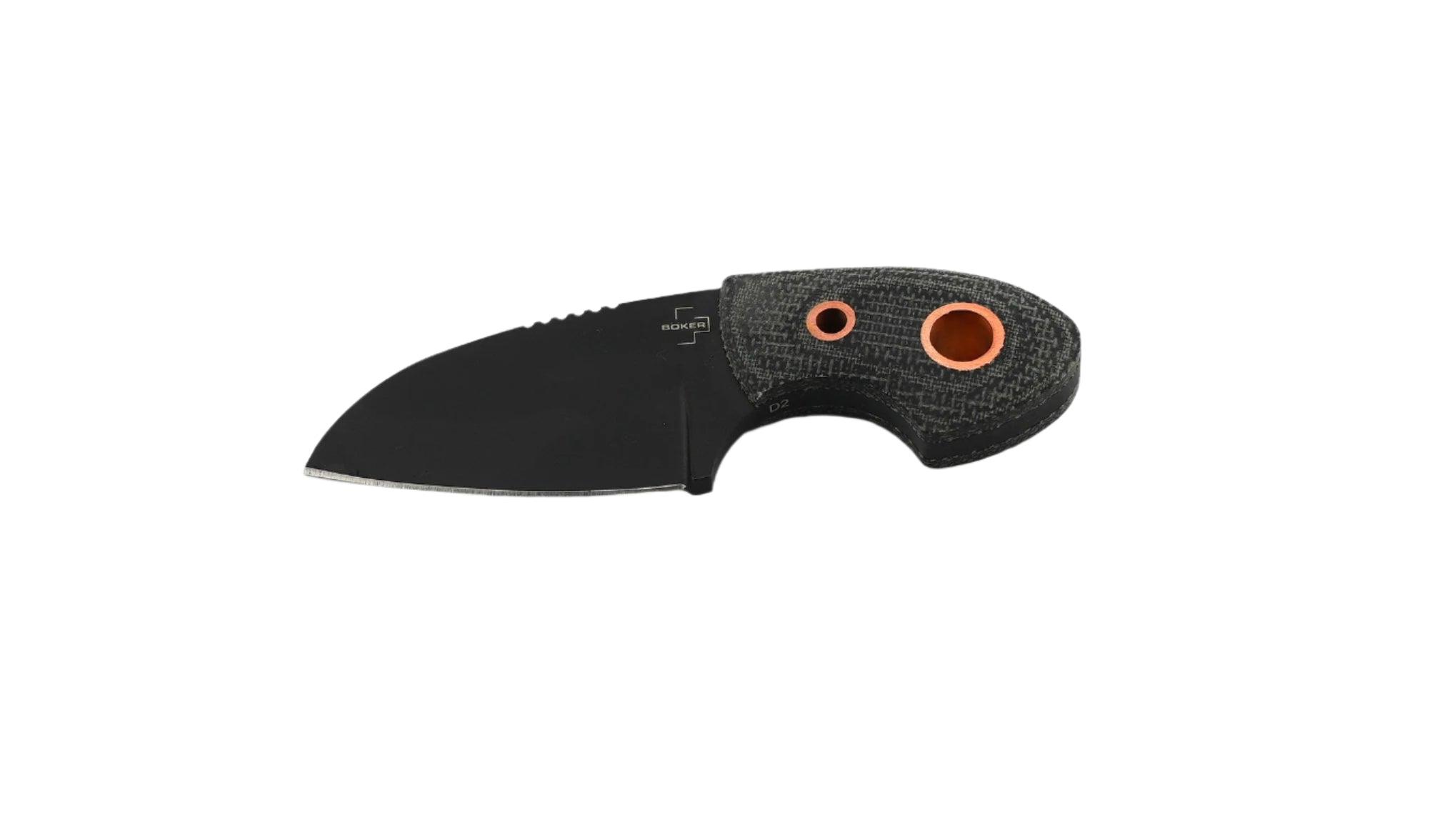 Boker 02BO084 Vox Knives Gnome Fixed 2.17" Black Sheepsfoot Blade w/ Black Micarta Handles with Copper Hardware - NORTH RIVER OUTDOORS
