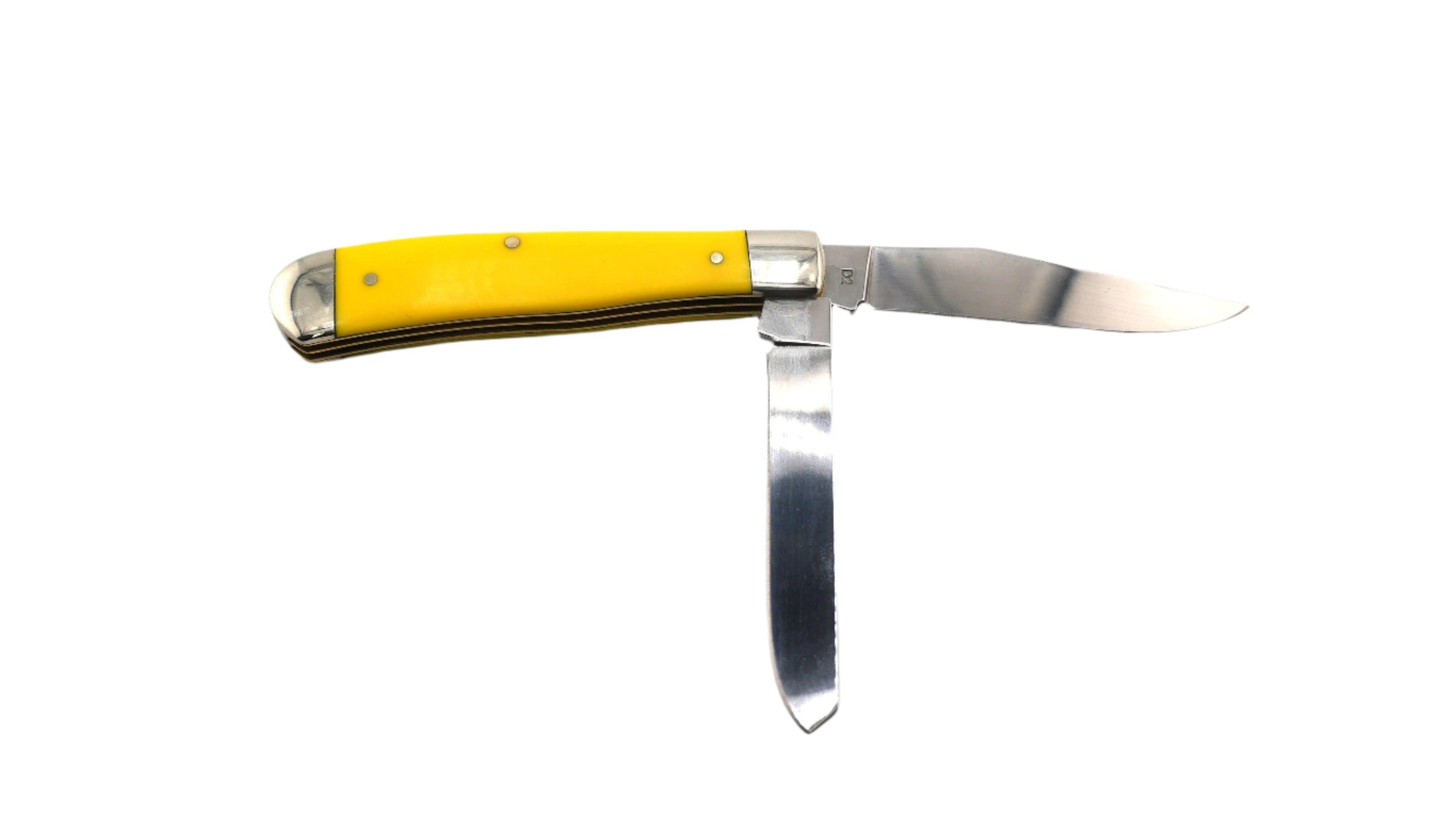 Boker Traditional Series 2.0 Trapper w/ Smooth Yellow Delrin Handles D2 Blade, Slipjoint 110834 - NORTH RIVER OUTDOORS