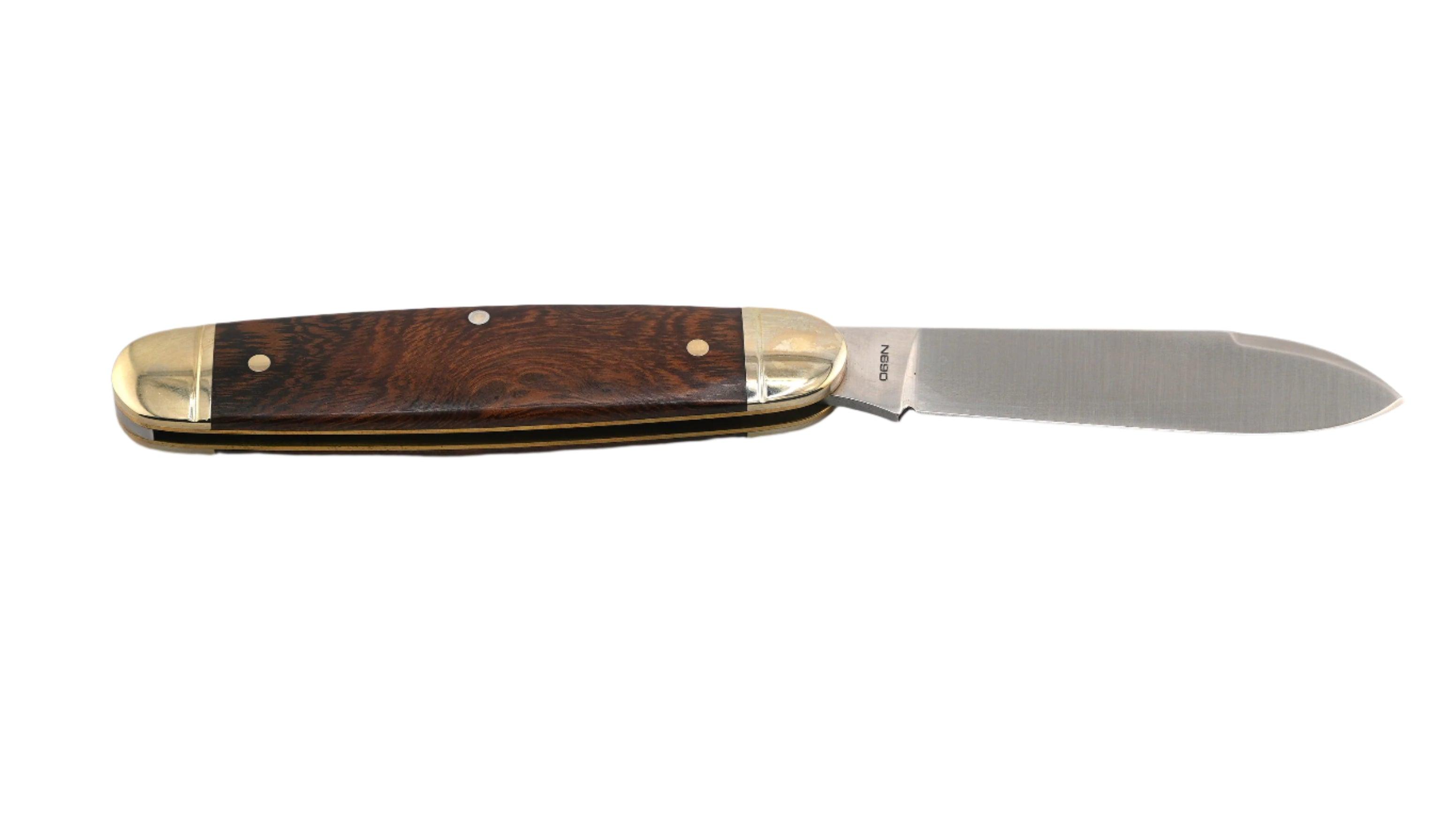 Boker Club Knife Gentleman Folding Knife Satin N690 Pen Blade w/ Desert Ironwood Handles with Nickel Silver Bolsters, Slipjoint 110909 - NORTH RIVER OUTDOORS