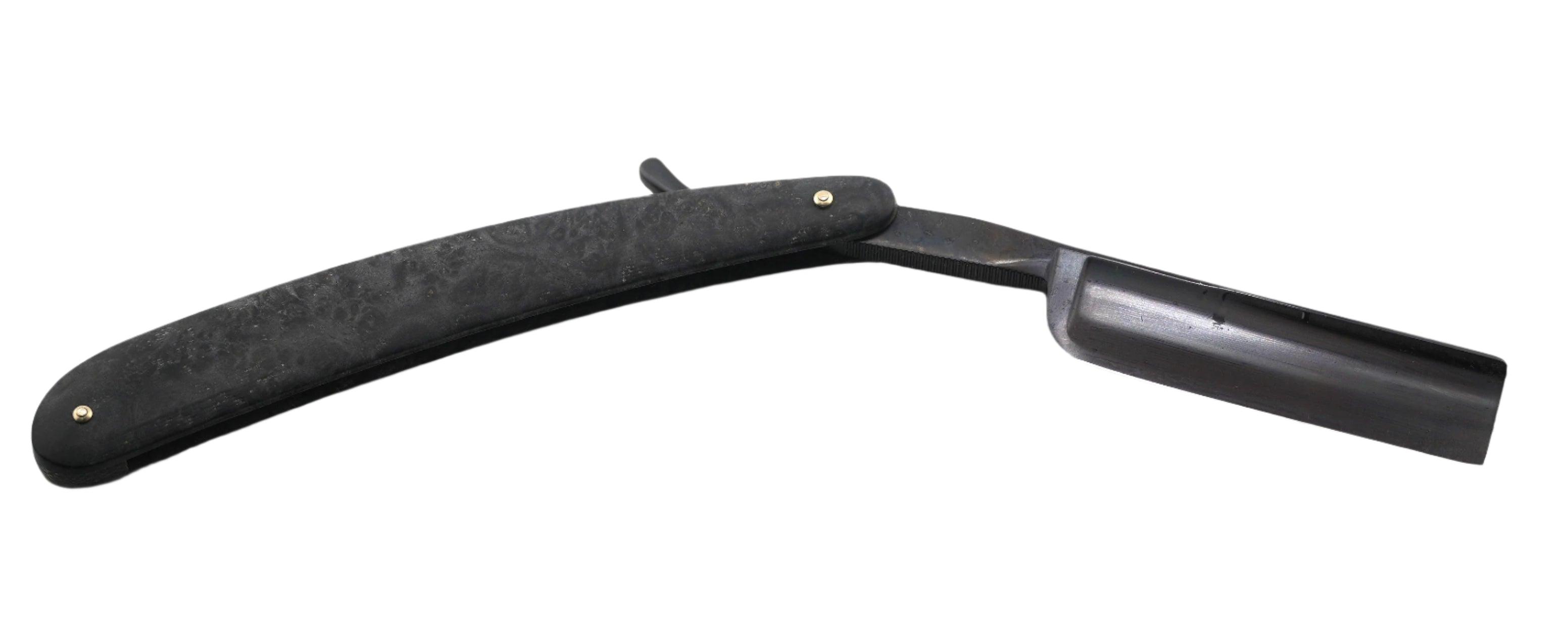 Boker Amboina Straight Razor 6/8" Black Carbon Steel Square Point Blade w/ Black Amboina Wood Handles 140919 - NORTH RIVER OUTDOORS