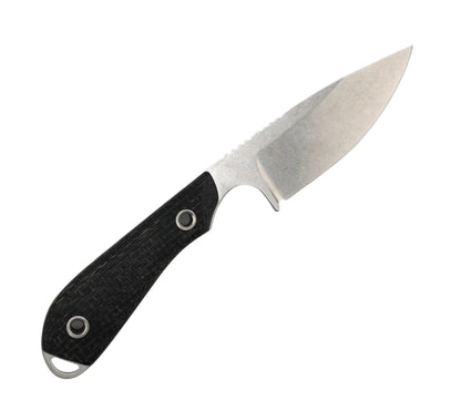 White River Knives M1 Caper Fixed Blade 3" CPM-MagnaCut Stonewashed Drop Point Blade w/ Black Burlap Micarta Handles - NORTH RIVER OUTDOORS