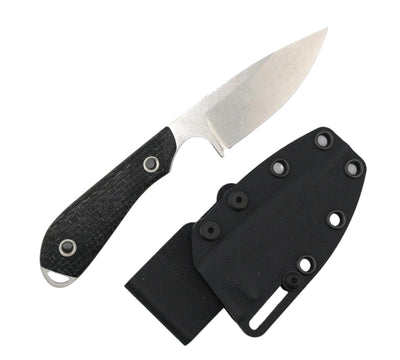 White River Knives M1 Caper Fixed Blade 3" CPM-MagnaCut Stonewashed Drop Point Blade w/ Black Burlap Micarta Handles - NORTH RIVER OUTDOORS