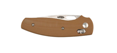 TRM BullDog River-Lok Coyote Brown G10 3D Contoured Smooth Stonewashed 20CV - NORTH RIVER OUTDOORS