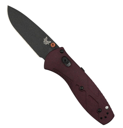Benchmade 585BK-04 Mini Barrage AXIS-Assisted Folding Knife 2.91" S30V Black Drop Point Plain Blade w/ Redstone Richlite Handles - NORTH RIVER OUTDOORS