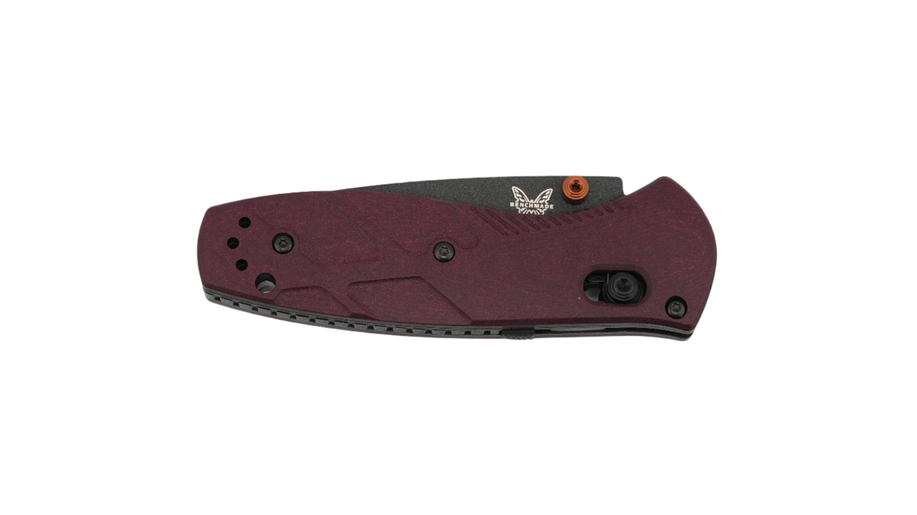 Benchmade 585BK-04 Mini Barrage AXIS-Assisted Folding Knife 2.91" S30V Black Drop Point Plain Blade w/ Redstone Richlite Handles - NORTH RIVER OUTDOORS
