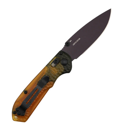Benchmade SHOT Show 2025 Limited Edition Mini Freek 565PL-2501 Folding Knife 3" CPM-M4 Amethyst Cerakote Drop Point Plain Blade w/ Amber ULTEM Handles - NORTH RIVER OUTDOORS