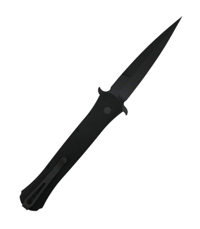 Pro-Tech 1921-LTD Large Don Automatic Knife 4.5" DLC Black Blade w/ Black Handle & Mother of Pearl Button - NORTH RIVER OUTDOORS