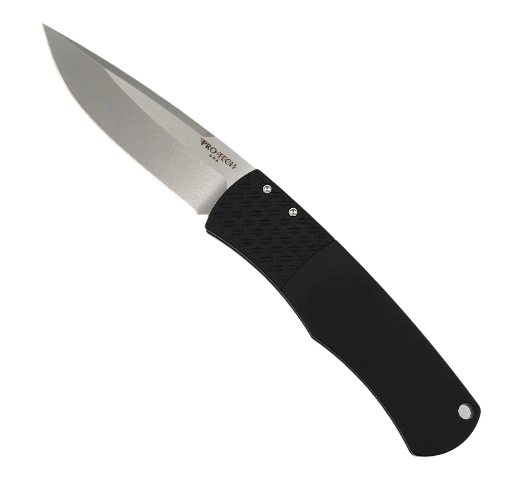 Pro-Tech Magic "Whiskers" BR-1.3 Auto Stonewash Blade Textured Bolster Black Handle - NORTH RIVER OUTDOORS