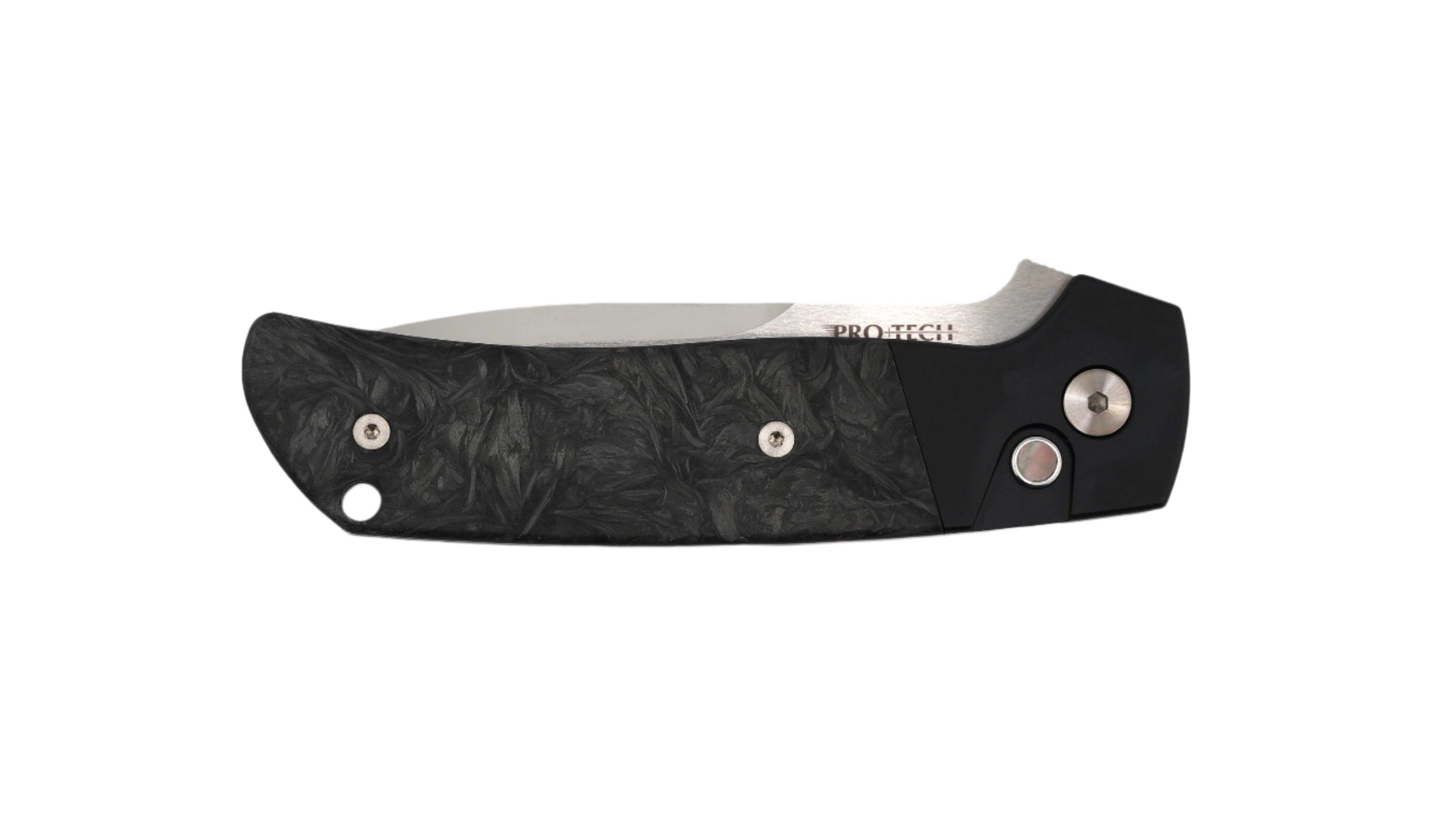 Pro-Tech 2024 Terzuola ATCF Custom 003 Dark Matter Fat Carbon 3.5" Mike Irie Ground Blade w/ Black Lip Pearl Button - NORTH RIVER OUTDOORS