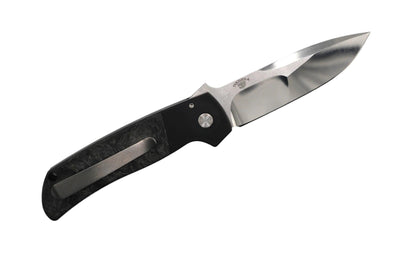 Pro-Tech 2024 Terzuola ATCF Custom 003 Dark Matter Fat Carbon 3.5" Mike Irie Ground Blade w/ Black Lip Pearl Button - NORTH RIVER OUTDOORS