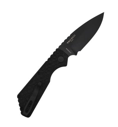 Pro-Tech PT207-Gridlock Strider Auto PT+ Black Gridlock Textured Aluminum 3" w/ Black DLC MagnaCut Blade - NORTH RIVER OUTDOORS
