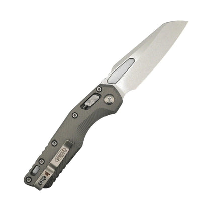 Microtech MSI RAM-LOK S/E Manual Folding Knife 3.88" M390MK Stonewashed Modified Sheepsfoot Plain Blade w/ Natural Clear Fluted Aluminum Handles - 210-10FLNC - NORTH RIVER OUTDOORS