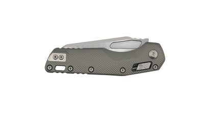 Microtech MSI RAM-LOK S/E Manual Folding Knife 3.88" M390MK Stonewashed Modified Sheepsfoot Plain Blade w/ Natural Clear Fluted Aluminum Handles - 210-10FLNC - NORTH RIVER OUTDOORS