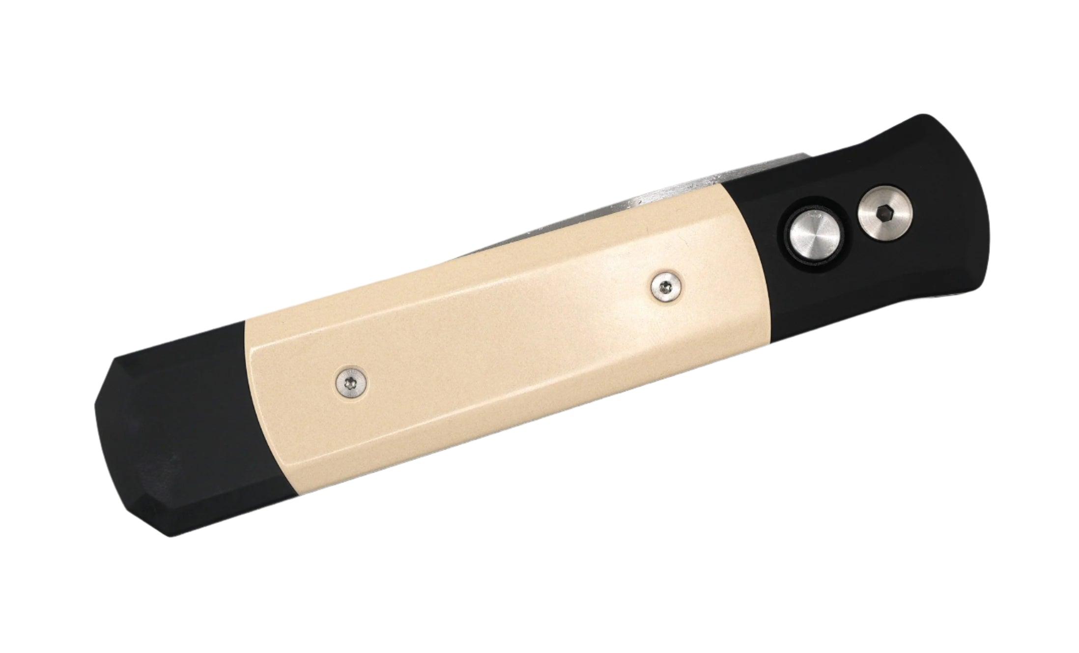 Pro-Tech 951 Godfather Auto Knife w/ Ivory Micarta Tuxedo Handle (4" Satin Blade) - NORTH RIVER OUTDOORS