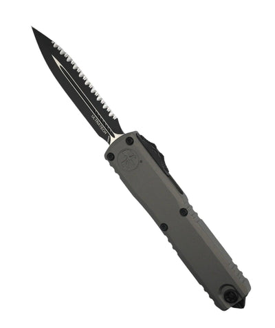 Microtech 1122-3NC Ultratech ZBP D/E Black Full Serration Blade w/ Natural Clear Aluminum Handles - NORTH RIVER OUTDOORS