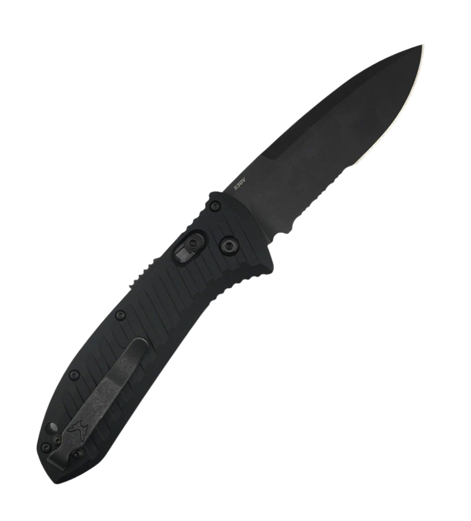 Benchmade Presidio AUTO Folding Knife 3.72" Black S30V Drop Point Combo Blade w/ Milled Black Aluminum Handles - 5700SBK - NORTH RIVER OUTDOORS