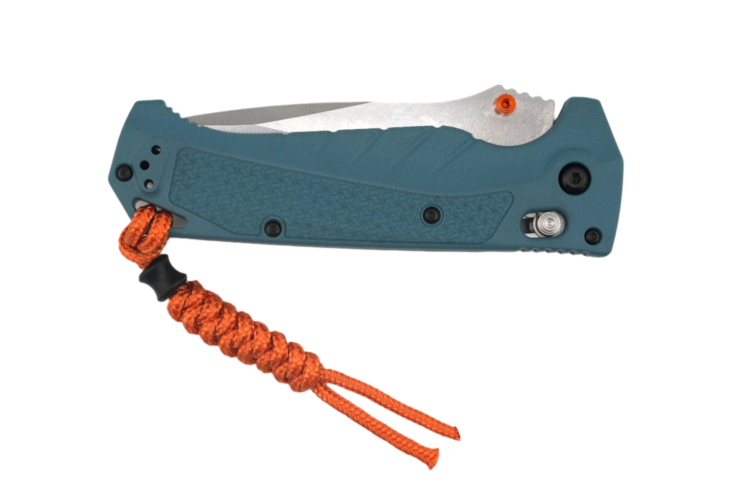 Benchmade 18060S Water Adira AXIS Folding Knife 3.88" CPM-MagnaCut Drop Point Combo Blade w/ Depth Blue Grivory Handles & Reversible Deep Carry Clip - NORTH RIVER OUTDOORS