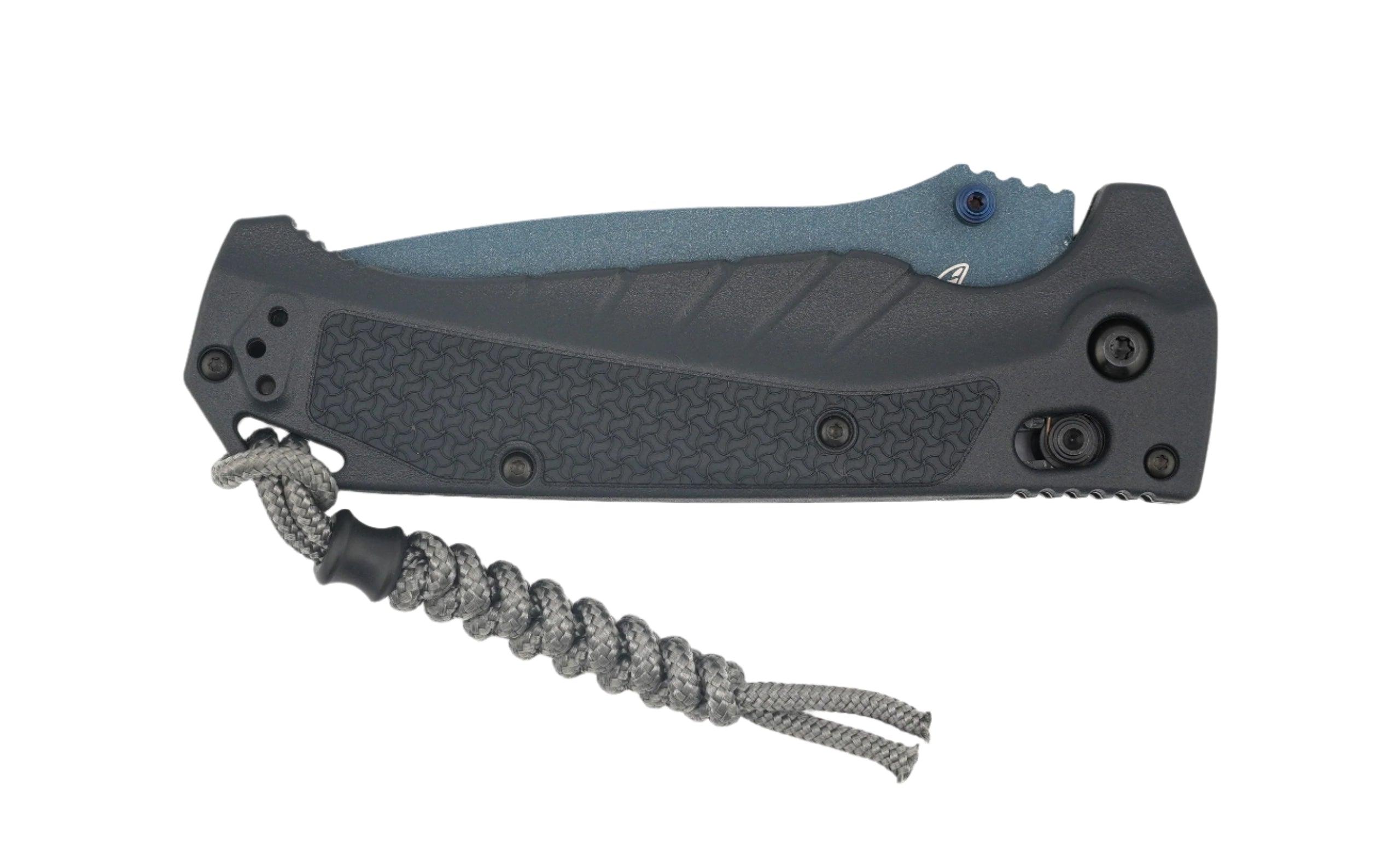 Benchmade 18060BT-01 Water Adira AXIS Folding Knife 3.88" CPM-MagnaCut Blue Cerakote Drop Point Blade w/ Tempest Gray Grivory Handles - NORTH RIVER OUTDOORS