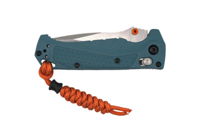 Benchmade 18065S Water Mini Adira AXIS Folding Knife 3.21" CPM-MagnaCut Stonewashed Combo Drop Point Blade w/ Depth Blue Grivory Handles - NORTH RIVER OUTDOORS