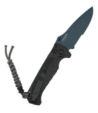 Benchmade 18065SBT-01 Water Mini Adira Folding Knife 3.21" CPM-MagnaCut Blue Cerakote Serrated Drop Point Blade w/ Tempest Gray Grivory Handles - NORTH RIVER OUTDOORS