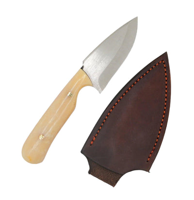 CUR Custom Shrike EDC Fixed Blade Knife 3.25" Oiled Camel Bone Red Liners Mosaic Pins - NORTH RIVER OUTDOORS
