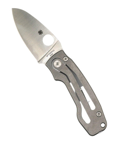 Spyderco PITS 2 Slipjoint Folding Knife 2.74" M398 Satin Drop Point Skeletonized Titanium Handles - NORTH RIVER OUTDOORS
