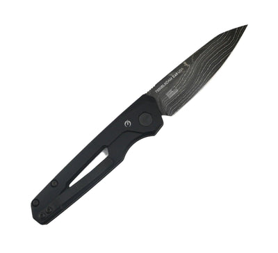 Kershaw Launch 11 Auto Folding Knife 2.75" Damascus Reverse Tanto Blade w/ Black Aluminum Handles 7550BLKDAM - NORTH RIVER OUTDOORS