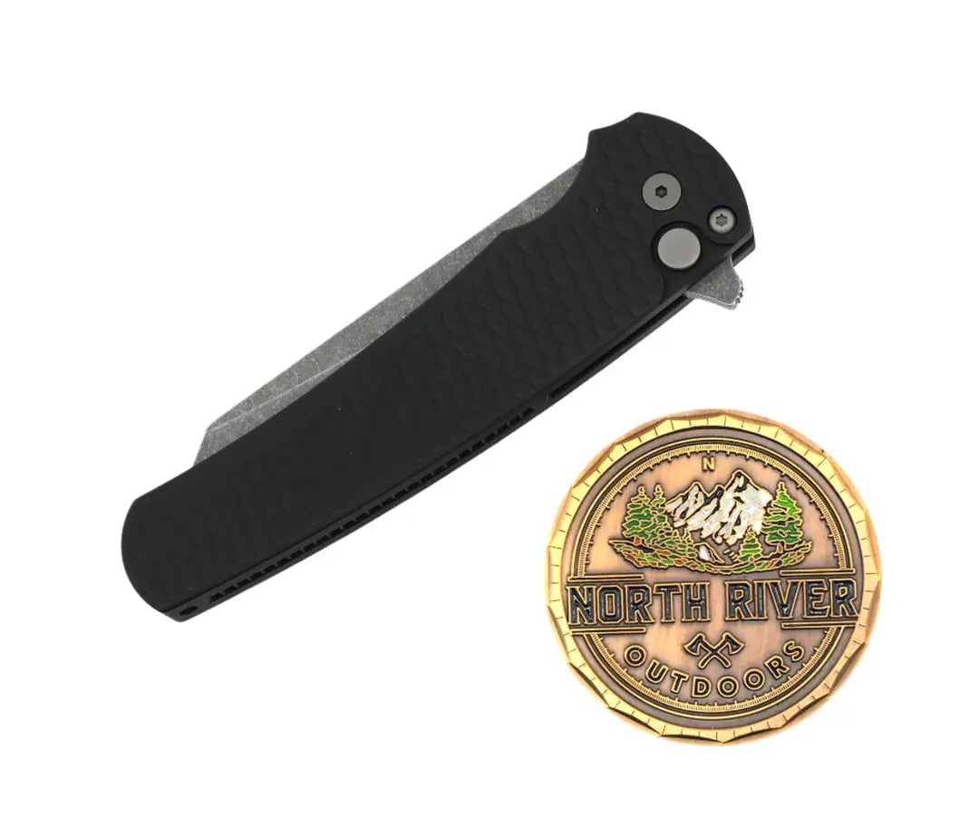 Pro-Tech Malibu Flipper Black Dragon Scale Handles Acid Washed Magnacut Reverse Tanto