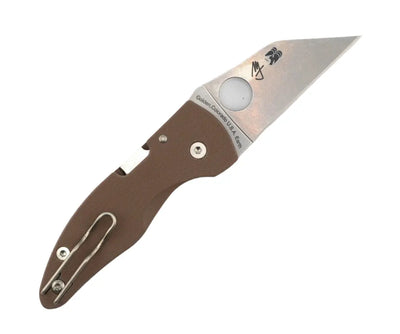 Spyderco MicroJimbo Sprint Run Folding Knife 2.45" CPM-15V Stonewashed Plain Blade w/ Brown G10 Handles & Compression Lock - C264GPBN15V