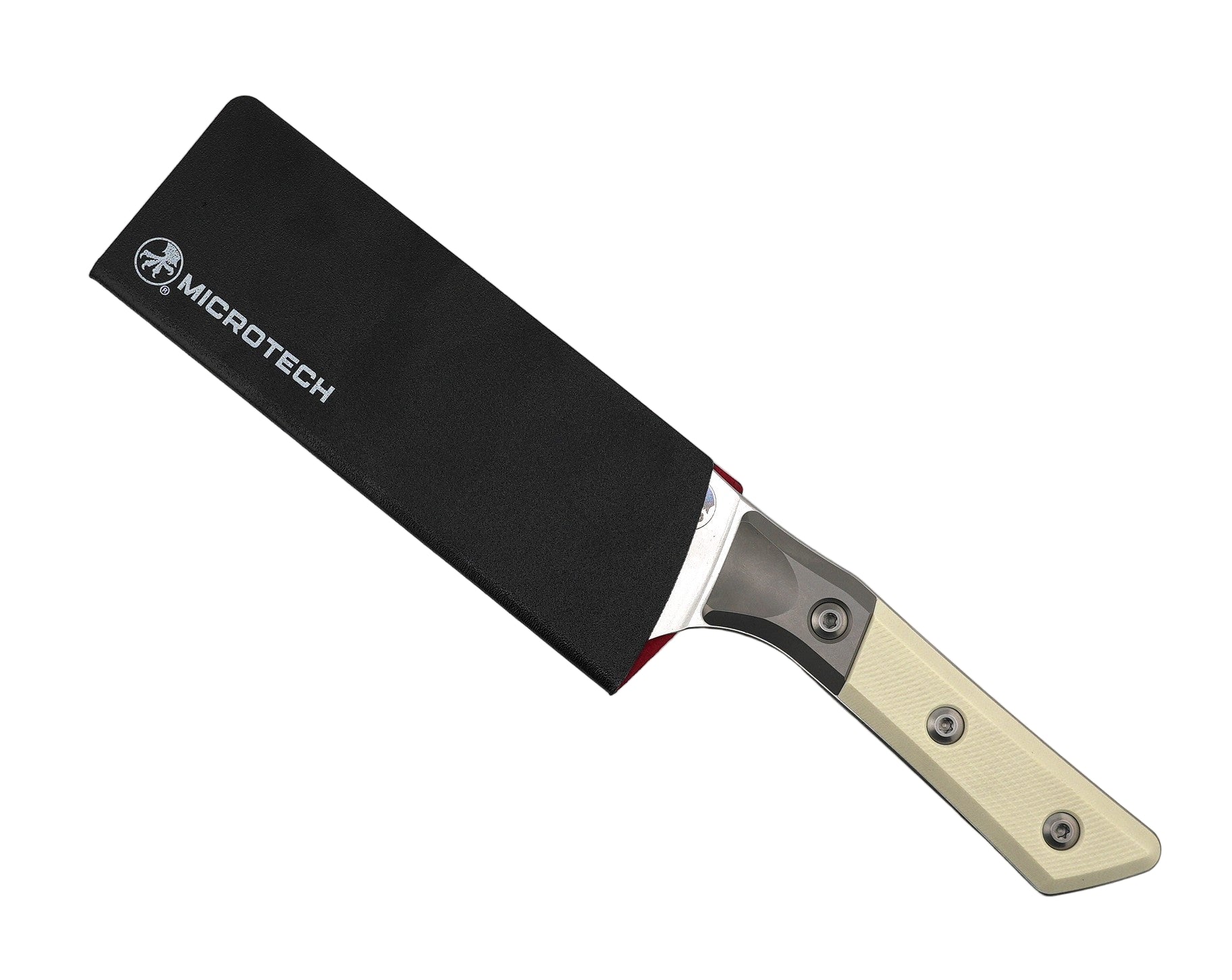 Microtech 6" Santoku Knife Stonewash Blade - G10 Handles w/ Titanium Bolsters