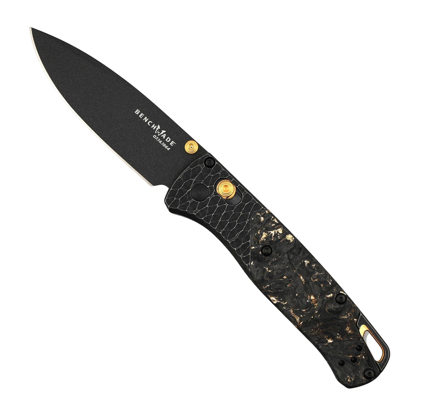 Benchmade 535Bk-251 Gold Class Bugout 6AI-4V Titanium Bolster w/ Blk & Gold Fatcarbon