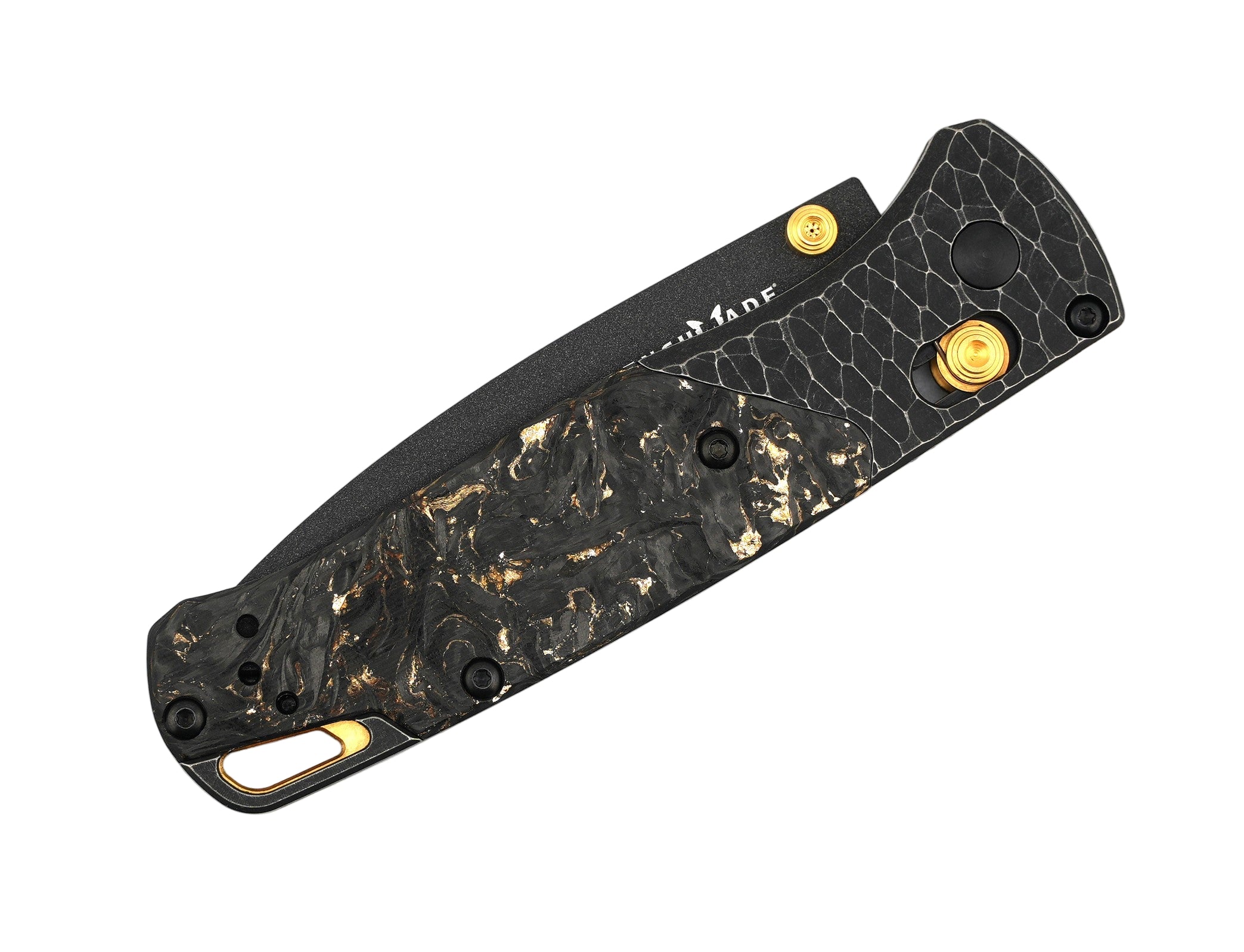 Benchmade 535Bk-251 Gold Class Bugout 6AI-4V Titanium Bolster w/ Blk & Gold Fatcarbon
