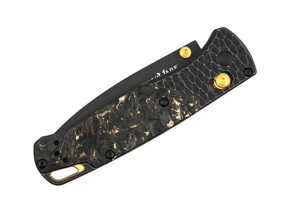 Benchmade 535Bk-251 Gold Class Bugout 6AI-4V Titanium Bolster w/ Blk & Gold Fatcarbon