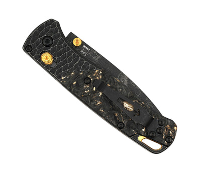 Benchmade 535Bk-251 Gold Class Bugout 6AI-4V Titanium Bolster w/ Blk & Gold Fatcarbon