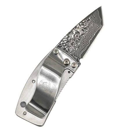 G. Sakai Ukimon Mt. Fuji Damascus Tanto Money Clip Folding Knife (Japan)