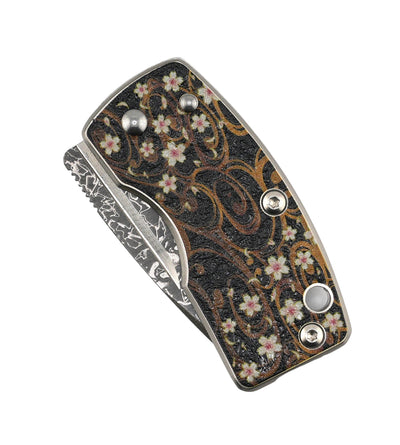 G. Sakai Ukimon Sakura Damascus Tanto Money Clip Folding Knife (Japan)