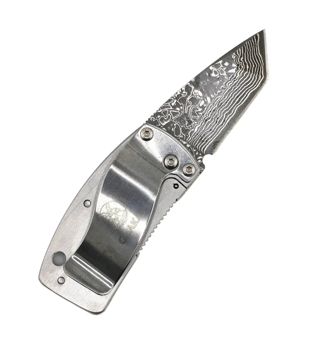 G. Sakai Ukimon Sakura Damascus Tanto Money Clip Folding Knife (Japan)