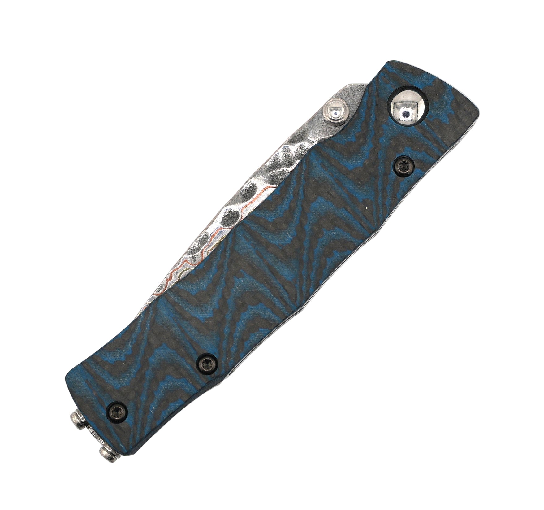 MCUSTA 25th Anniversary Shinra Take Carbon Fiber/Blue G10 Folding Knife (Japan)