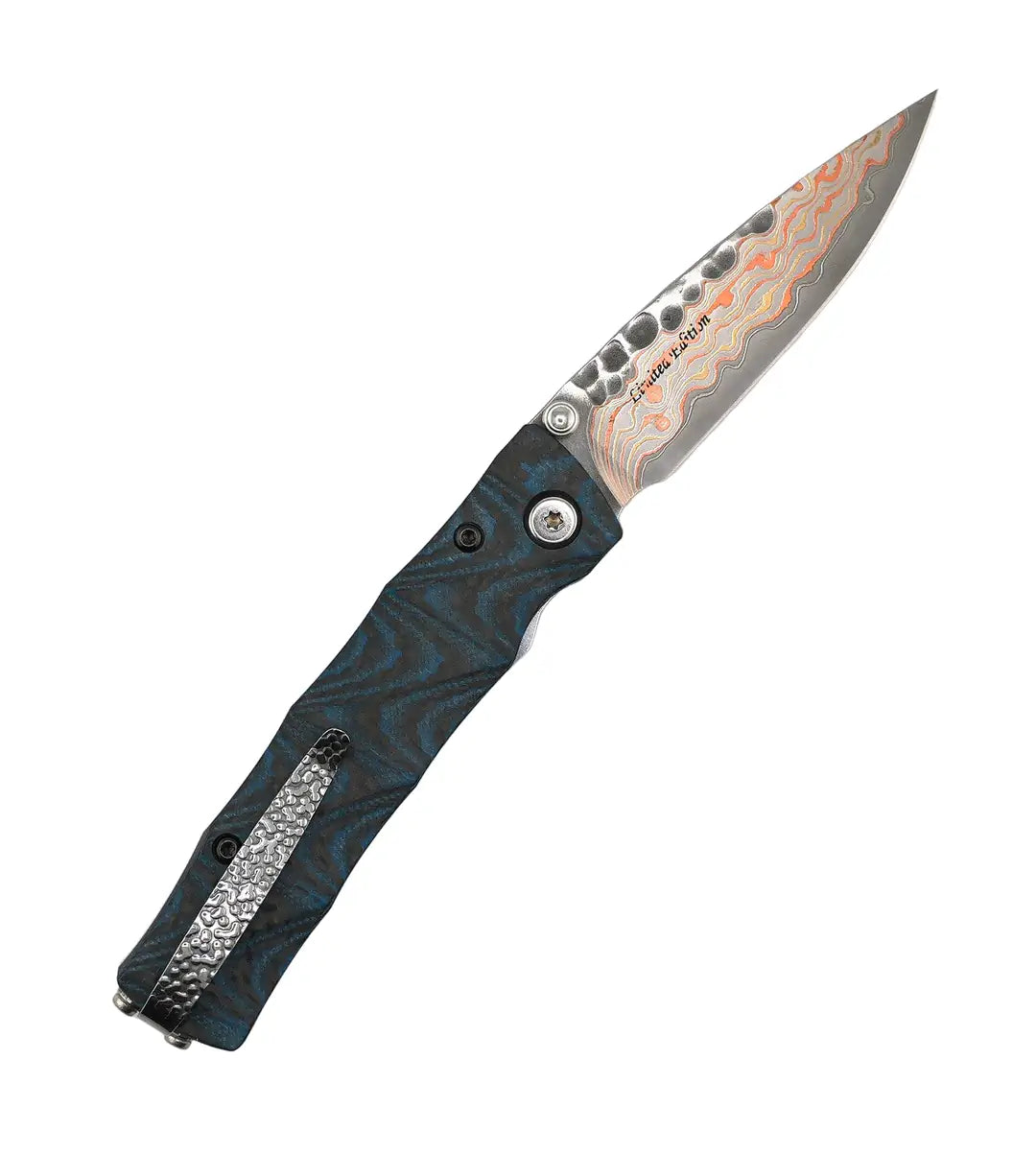 MCUSTA 25th Anniversary Shinra Take Carbon Fiber/Blue G10 Folding Knife (Japan)